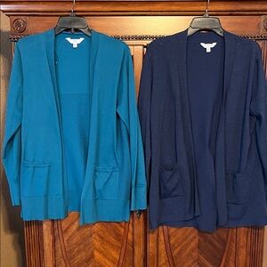 Time and Tru Teal  and Navy Blue Open Cardigans
